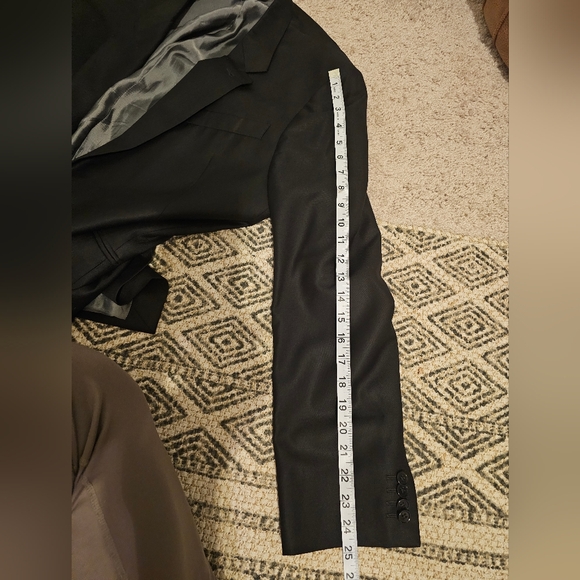 Armani Collezioni Black Silk Wool Blend Blazer Mens Suit Jacket Size 44L - Picture 8 of 10